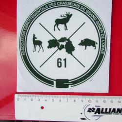 Autocollant - Association D&eacute;partementale des Chasseurs de Grand Gibiers de l'Orne 61 - Sticker