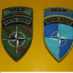 PAIRE INSIGNE TISSU I.S.A.F&nbsp; , NATO-OTAN ,&nbsp;La&nbsp;Force internationale d'assistance &agrave; la s&eacute;curit&eacute;&nbsp;(FIAS)