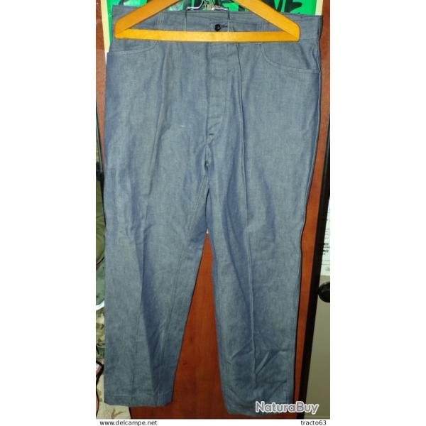 PANTALON�EN TOILE BLEU�DE LA MARINE FRANCAISE , TENUE DE TRAVAIL�EN COMPLEMENT DE LA VAREUSE ,  TAIL