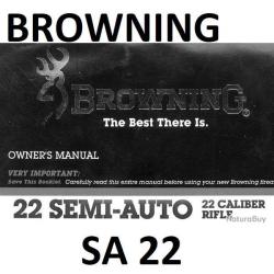 notice carabine BROWNING SA22 22LR - VENDU PAR JEPERCUTE (m2827)