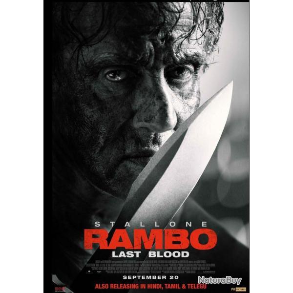 Couteau Rambo 5 Last Blood Lame Acier Inox Manche Polym�re Etui Cuir NON NUMEROT� Rambo V 001