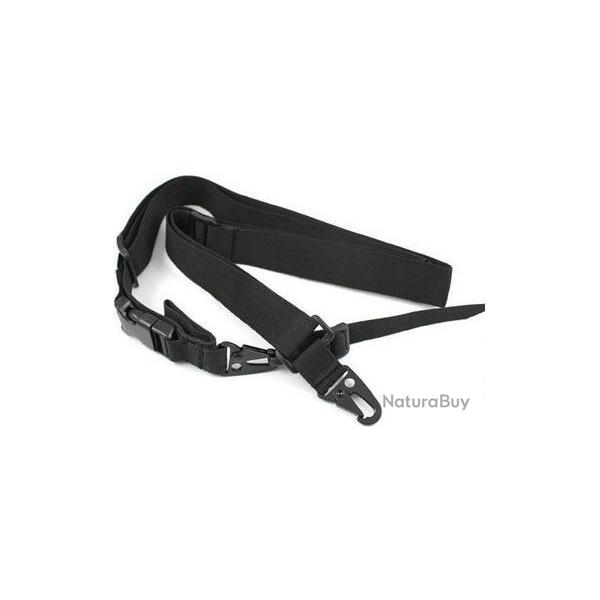 BRETELLE, �LINGUE, SANGLE, BANDOULI�RE NOIRE POUR ARMES 3 POINTS AVEC CLIPS (NEUVE)