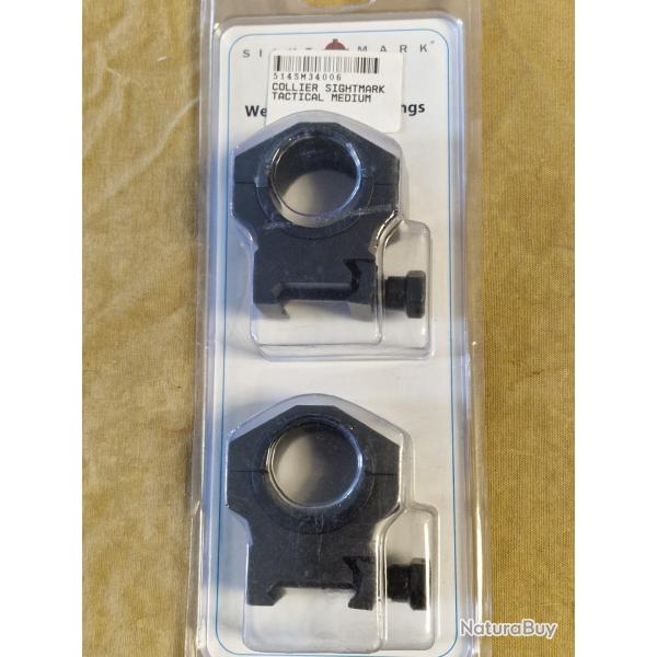 Colliers medium SIGHTMARK 25,4mm/30mm pour rail Picatinny/Weaver HILMAR SUPER DESTOCK !!!