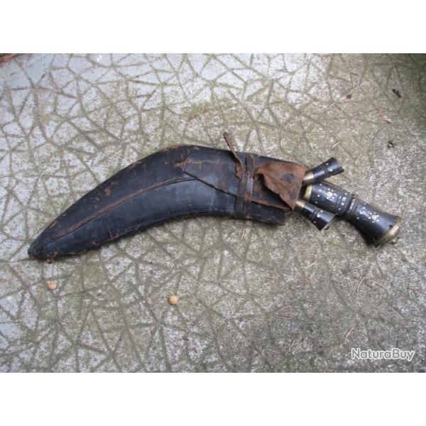 dague Kukri indien antique, couteau Gurkha, couteau militaire avec fourreau, poignard n�palais,