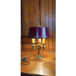 Lampe bouillotte 3 feux style empire abat jour t&ocirc;le