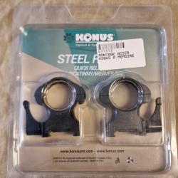Colliers acier Hauts KONUS 25,4mm/1" &agrave; levier pour rail Picatinny/Weaver HILMAR SUPER DESTOCK !!!