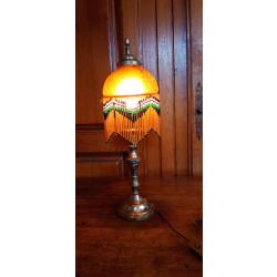 Lampe de table patte de verre bronze et pampilles style Art d&eacute;co