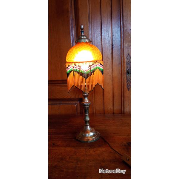 Lampe de table patte de verre bronze et pampilles style Art d�co