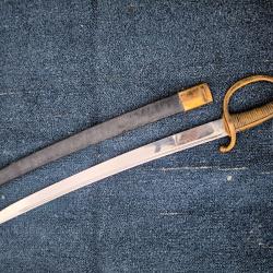 Reproduction patin&eacute;e de Sabre briquet d'infanterie France Empire fourreau cuir made in Spain. MARTO.