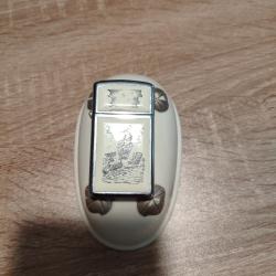 Ancien Briquet Essence ZIPPO Slim Scrimshaw Whale style ivoire/Chrom&eacute;