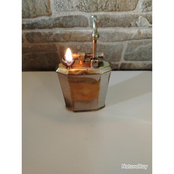 rare ANCIEN BRIQUET DE TABLE old lighter ESSENCE A LEVIER �RUSTIC�FEUERZEUG plaque