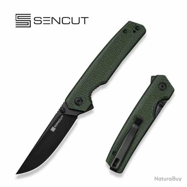Couteau Sencut Stria Lame Acier D2 Manche Micarta Canvas Vert Liner Lock S251122