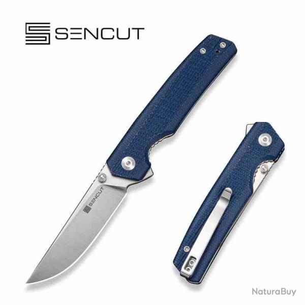 Couteau Sencut Stria Lame Acier D2 Manche Micarta Canvas Bleu Liner Lock S251123
