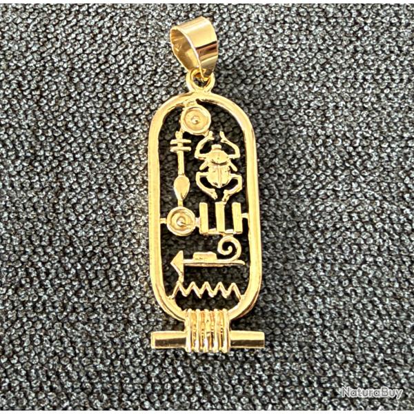 Pendentif cartouche �gyptien en or massif 18 carats - Talisman de protection