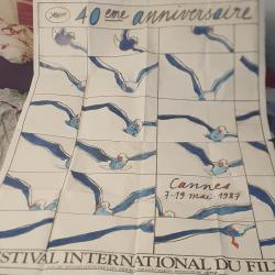 Superbe COLLECTOR cin&eacute;ma !Grande affiche du 40e festival du film &agrave; Cannes ann&eacute;e 1987