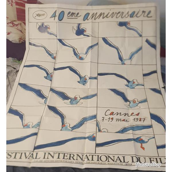 Superbe COLLECTOR cin�ma !Grande affiche du 40e festival du film � Cannes ann�e 1987