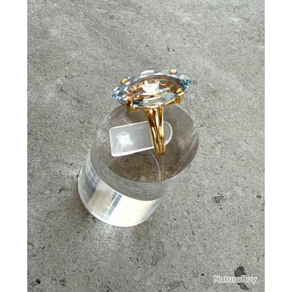 Bague or 18 carats avec aigue marine - taille 49