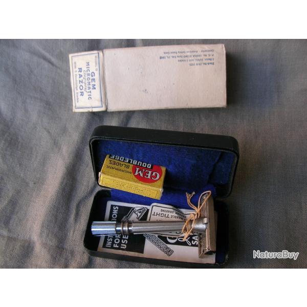 WW2 US RASOIR MILITAIRE AM�RICAIN " GEM MICROMATIC " NEUF BO�TE PLASTIQUE EMBALLAGE DAT� 19 FEV 1942