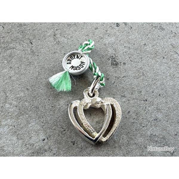 Pendentif argent massif neuf - coeurs entrecrois�s - prix fixe