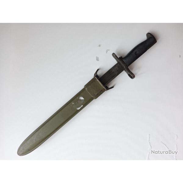 Ba�onnette US M1 Garand - lame dat�e 1918 - fourreau m�tallique d'origine - WW2