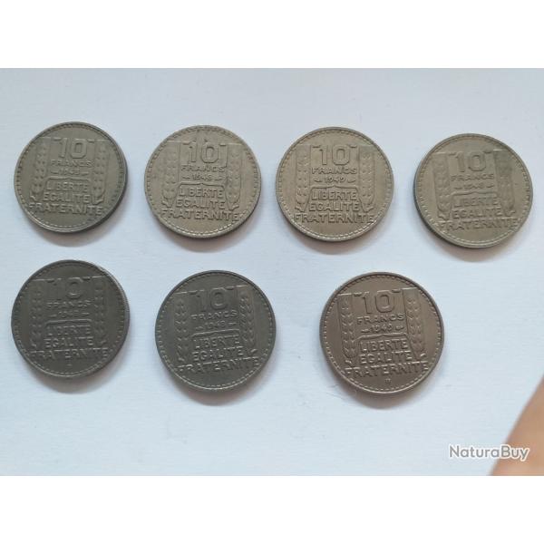 Lot de 7 pi�ces Fran�aises de 10 francs