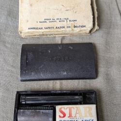 WW2 US RASOIR MILITAIRE AM&Eacute;RICAIN " STAR " DANS SA BO&Iuml;TE ET EMBALLAGE R&Eacute;F&Eacute;RENC&Eacute; G.I (39-45)