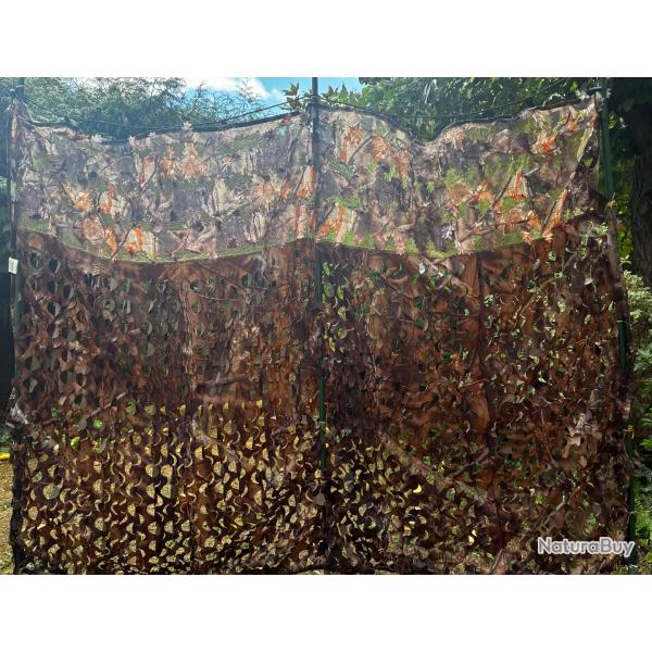 Filet de camouflage chasse effet feuillage - 2,5m x 1,6m - Bon �tat
