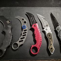 Lot de 5 Couteaux Pliants Tactiques & Karambits (MTech Ballistic, Kuru Line, Crossnar)