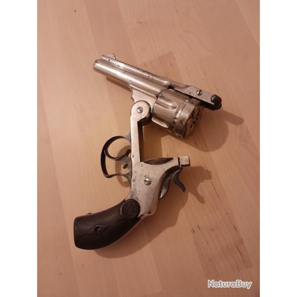 RARE REVOLVER S&W 44-40 VENTE LIBRE (CAT. D) DOUBLE ACTION, CONSERVATION PARFAITE + SON HOLSTER.