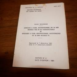 Guide Technique Grenade &agrave; Fusil M60 antipersonnel et F1 antichar
