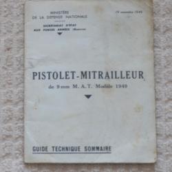 Livret technique simplifi&eacute; MAT 49 arm&eacute;e fran&ccedil;aise