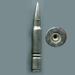8 x 63 Bofor Su&eacute;dois - P&eacute;riode guerre 39-45 WWII - RARE inerte nickel&eacute;e - marquage : couronne/3/9/K/