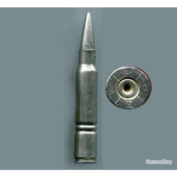 8 x 63 Bofor Su�dois - P�riode guerre 39-45 WWII - RARE inerte nickel�e - marquage : couronne/3/9/K/