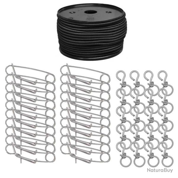 Kit d'attache pour appelants - �lastique 25m + 20 �pingles + 20 �merillons