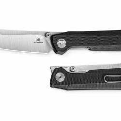 Couteau Bestechman Curvee Lame Acier AEB-L Satin Manche G10 Noir Liner Lock BKMK20A