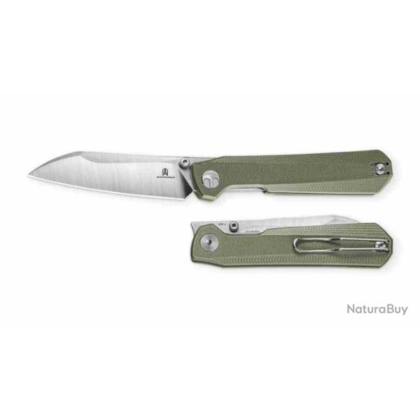Couteau Bestechman Curvee Lame Acier AEB-L Satin Manche G10 Vert Liner Lock BTKMK20B