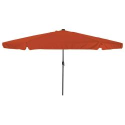 Parasol de jardin rond 395 x 395 x 245 cm avec bandes LED design moderne terrasse en polyester terr