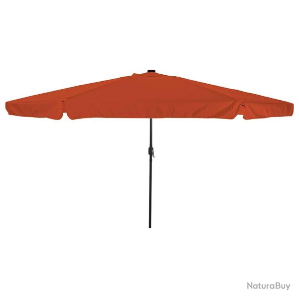 Parasol de jardin rond 395 x 395 x 245 cm avec bandes LED design moderne terrasse en polyester terr
