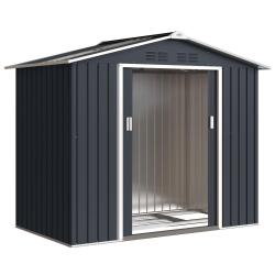 Abri de jardin rangement 213 x 130 x 185 cm porte coulissante a&eacute;ration naturelle moderne en acier g