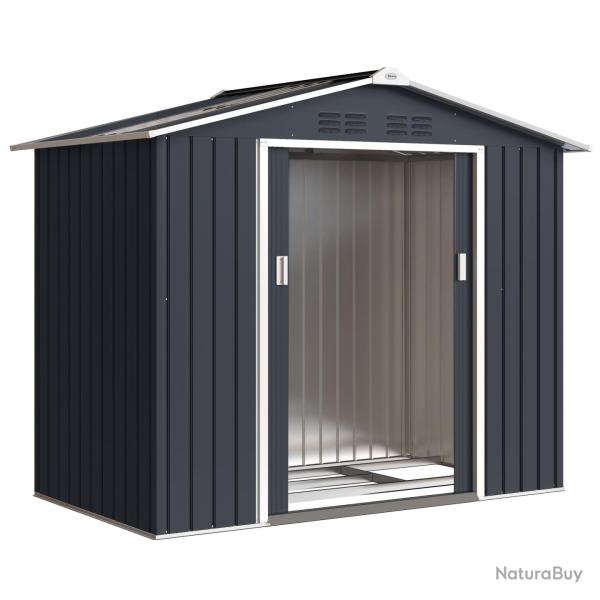 Abri de jardin rangement 213 x 130 x 185 cm porte coulissante a�ration naturelle moderne en acier g