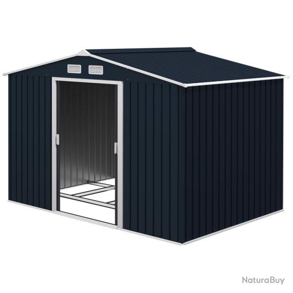 Abri de jardin grand rangement 277 x 195 x 192 cm porte coulissante ventil�e industriel en acier ga
