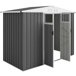 Abri de jardin 246 x 117 x 180 cm rangement s&eacute;curis&eacute; portes doubles a&eacute;ration moderne &eacute;pur&eacute; en acier