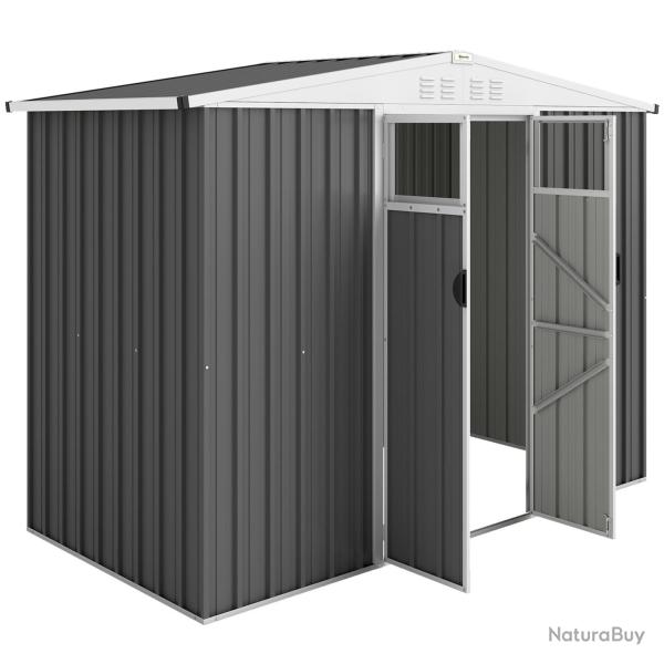 Abri de jardin 246 x 117 x 180 cm rangement s�curis� portes doubles a�ration moderne �pur� en acier