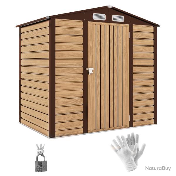 Abri de jardin 190 x 131 x 188 cm porte s�curis�e ventilation anti condensation contemporain en aci