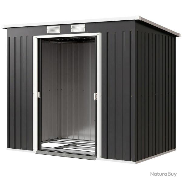 Abri de jardin rangement 213 x 130 x 172 cm toit inclin� ventilation moderne industriel en acier ga