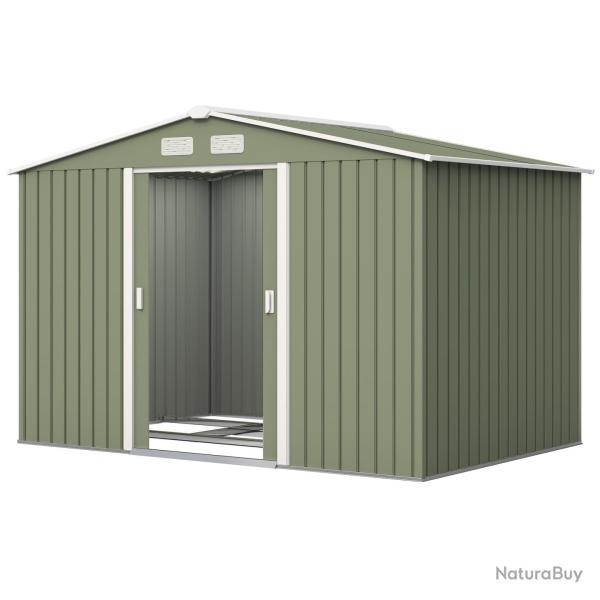 Abri de jardin 277 x 195 x 192 cm porte coulissante ventilation 4 ouvertures industriel en acier ga