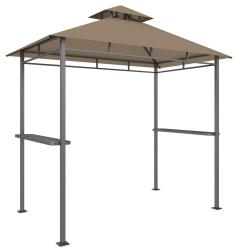Abri barbecue tonnelle de jardin 245 x 146 x 255 cm double toit ventil&eacute; 2 &eacute;tag&egrave;res lat&eacute;rales indust