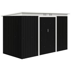 Abri de jardin 280 x 130 x 172 cm stockage outils gain de place 2 portes coulissantes moderne en ac