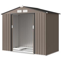 Abri de jardin 213 x 130 x 185 cm capacit&eacute; porte coulissante ventilation optimis&eacute;e style industriel