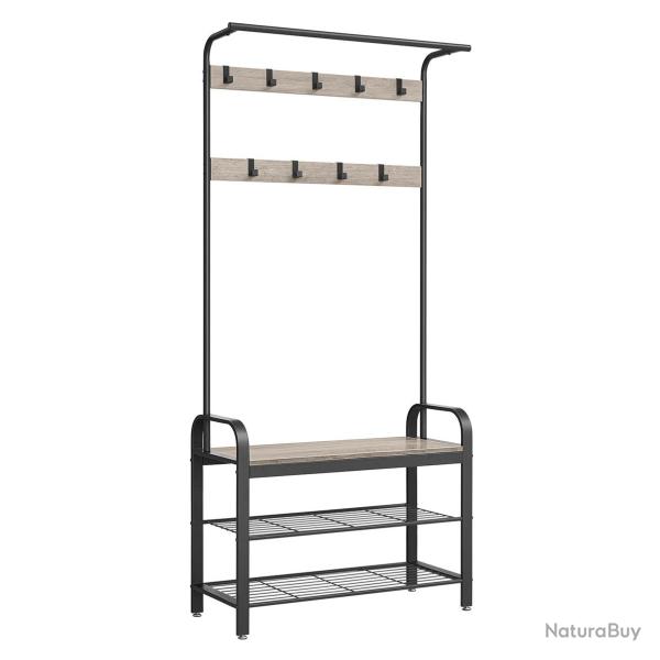 Portemanteau vestiaire meuble d'entr�e avec crochets amovible banc et �tag�re � chaussures longueur